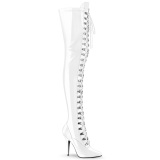 Verni 13 cm SEDUCE-3024 bottes cuissardes  lacets blanc