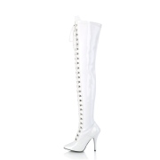 Verni 13 cm SEDUCE-3024 bottes cuissardes  lacets blanc