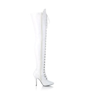 Verni 13 cm SEDUCE-3024 bottes cuissardes  lacets blanc