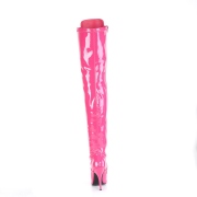 Verni 13 cm SEDUCE-3024 bottes cuissardes  lacets fuchsia