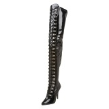 Verni 13 cm SEDUCE-3024 bottes cuissardes à lacets noirs