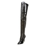 Verni 13 cm SEDUCE-3024 bottes cuissardes  lacets noirs