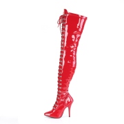 Verni 13 cm SEDUCE-3024 bottes cuissardes  lacets rouge