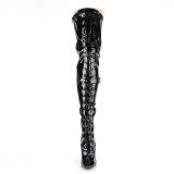Verni 13 cm SEDUCE-3028 bottes cuissardes à lacets noirs