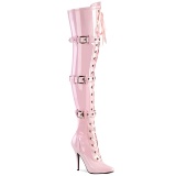 Verni 13 cm SEDUCE-3028 bottes cuissardes  lacets roses