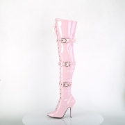 Verni 13 cm SEDUCE-3028 bottes cuissardes  lacets roses