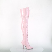 Verni 13 cm SEDUCE-3028 bottes cuissardes  lacets roses