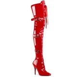 Verni 13 cm SEDUCE-3028 bottes cuissardes à lacets rouge