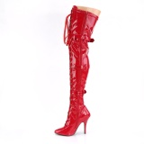 Verni 13 cm SEDUCE-3028 bottes cuissardes  lacets rouge