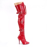 Verni 13 cm SEDUCE-3028 bottes cuissardes à lacets rouge