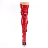 Verni 13 cm SEDUCE-3028 bottes cuissardes  lacets rouge