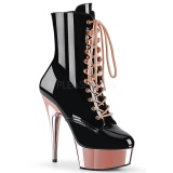 Verni 15,5 cm DELIGHT-1020 Bottines Plateforme Chrome Rose