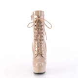 Verni 15 cm DELIGHT-1020 bottines talons hauts  lacets beige