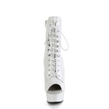 Verni 15 cm DELIGHT-1021 bottines plate-forme et bout ouvert blanc