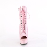 Verni 15 cm DELIGHT-1021 bottines plate-forme et bout ouvert rose