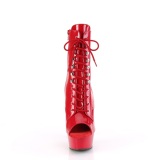 Verni 15 cm DELIGHT-1021 bottines plate-forme et bout ouvert rouge