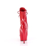 Verni 15 cm DELIGHT-1021 bottines plate-forme et bout ouvert rouge