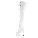 Verni 15 cm DELIGHT-3022 bottes cuissardes  lacets blanc