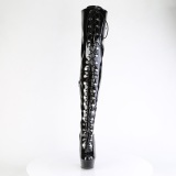 Verni 15 cm DELIGHT-3022 bottes cuissardes à lacets noirs