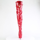 Verni 15 cm DELIGHT-3022 bottes cuissardes à lacets rouge