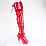 Verni 15 cm DELIGHT-3022 bottes cuissardes  lacets rouge