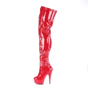 Verni 15 cm DELIGHT-3027 bottes cuissardes  lacets rouge