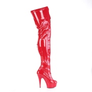 Verni 15 cm DELIGHT-3027 bottes cuissardes  lacets rouge