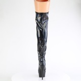 Verni 15 cm DELIGHT-3029 bottes cuissardes à lacets noirs