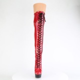 Verni 15 cm DELIGHT-3029 bottes cuissardes  lacets rouge