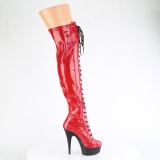 Verni 15 cm DELIGHT-3029 bottes cuissardes  lacets rouge