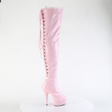 Verni 15 cm DELIGHT-3063 bottes cuissardes  lacets roses