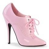 Verni 15 cm DOMINA-460 escarpins talons oxford  lacets rose