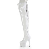 Verni 18 cm ADORE-3063 bottes cuissardes  lacets blanc