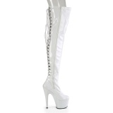 Verni 18 cm ADORE-3063 bottes cuissardes  lacets blanc