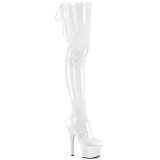 Verni 18 cm ADORE-3850 bottes cuissardes  lacets blanc