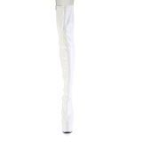 Verni 18 cm ADORE-3850 bottes cuissardes  lacets blanc