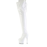 Verni 18 cm ADORE-3850 bottes cuissardes  lacets blanc