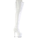 Verni 18 cm ADORE-3850 bottes cuissardes  lacets blanc