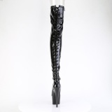 Verni 18 cm ADORE-3850 bottes cuissardes  lacets noirs