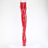 Verni 18 cm ADORE-3850 bottes cuissardes  lacets rouge