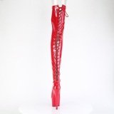 Verni 18 cm ADORE-3850 bottes cuissardes  lacets rouge
