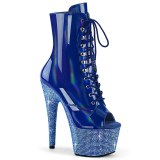 Verni 18 cm BEJ-1021-7 bottines plate-forme et bout ouvert bleu