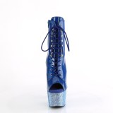 Verni 18 cm BEJ-1021-7 bottines plate-forme et bout ouvert bleu