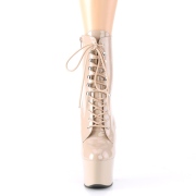 Verni 18 cm SKY-1020 bottines talons hauts  lacets beige