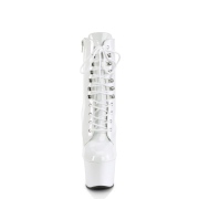 Verni 18 cm SKY-1020 bottines talons hauts à lacets blanc