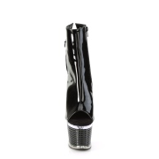 Verni 18 cm SPECTATOR-1018 bottines plate-forme et bout ouvert noir