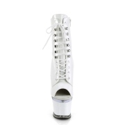 Verni 18 cm SPECTATOR-1021 bottines plate-forme et bout ouvert blanc