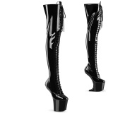 Verni 20 cm CRAZE-3023 Heelless overknee bottes pony talons noires