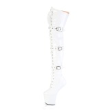 Verni 20 cm CRAZE-3028 Heelless overknee bottes pony talons blanc