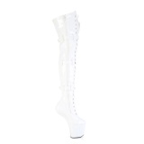 Verni 20 cm CRAZE-3028 Heelless overknee bottes pony talons blanc